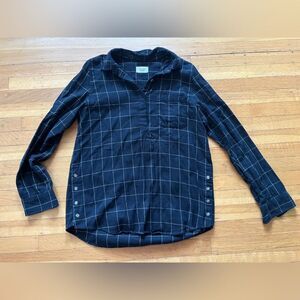 Marine Layer navy blue flannel graph paper check cosy preppy shirt top M S L